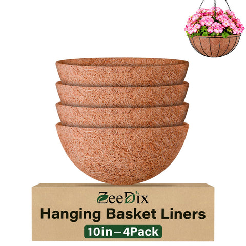 ZeeDix coconut liner for hanging baskets, 10 inch round, supports healthy roots