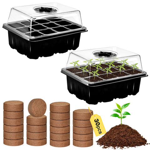 Zeedix 12-cell seed tray for indoor seed starting with clear dome