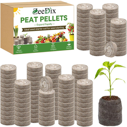 ZeeDix 200-pcs peat pellets pack ready for seed-starting in trays