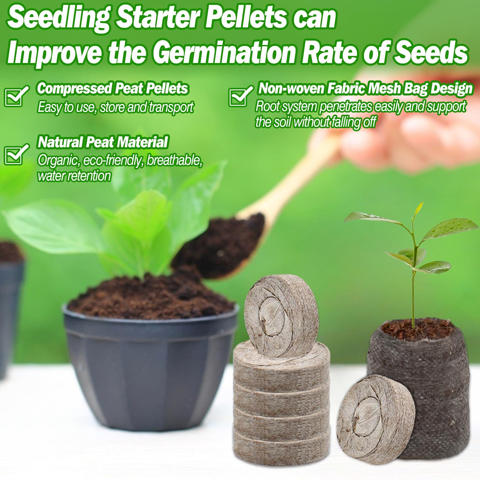 Zeedix 36mm seed pellets before expansion soaking in water