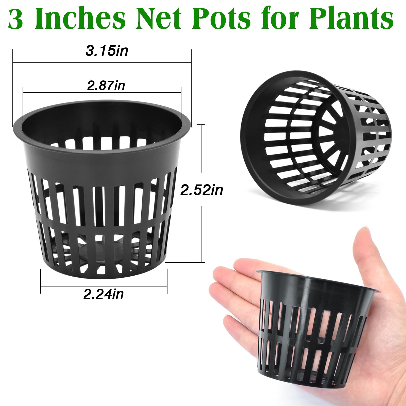 ZeeDix 3 inch net pot mesh detail highlighting breathable slots for roots