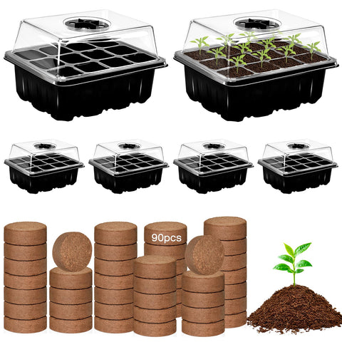 ZeeDix 6-tray seed starter set with organized cells supports easy transplanting.