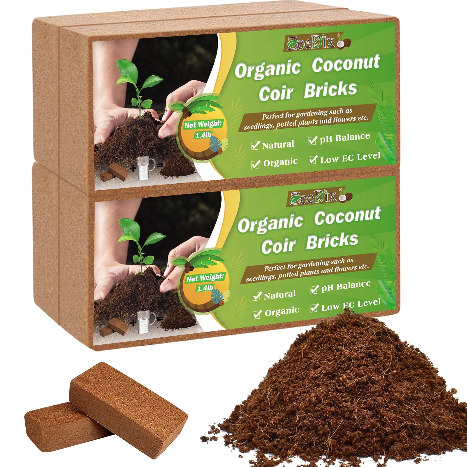 ZeeDix coco coir brick works across indoor and outdoor gardening