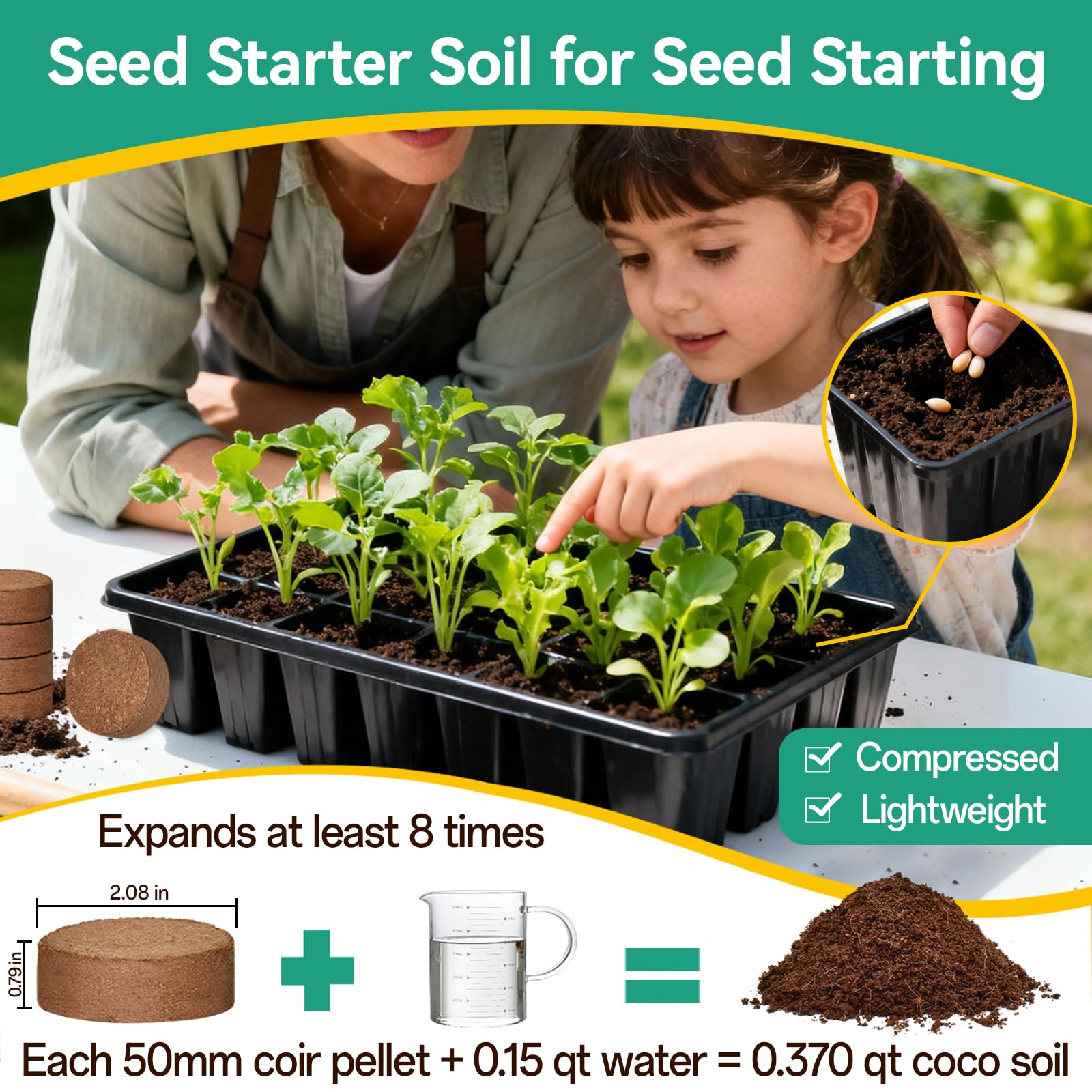 ZeeDix coco coir pellets expanding with water into fluffy potting soil.