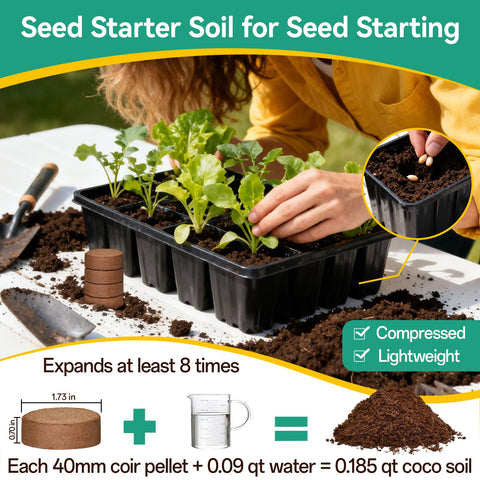 ZeeDix coco coir pellets absorbing water to form airy potting soil