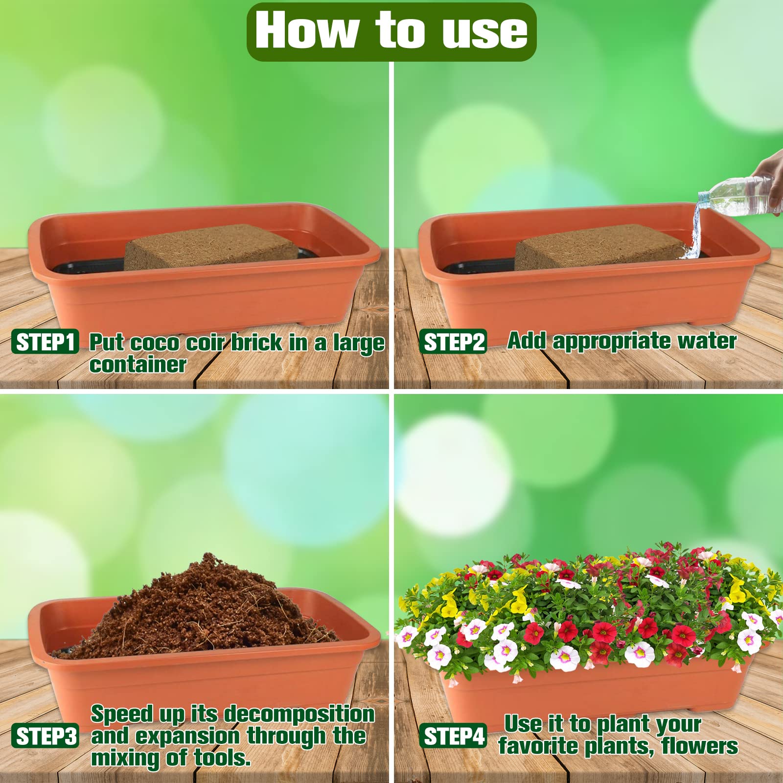 ZeeDix coconut coir bricks in pots support healthy drainage and roots.