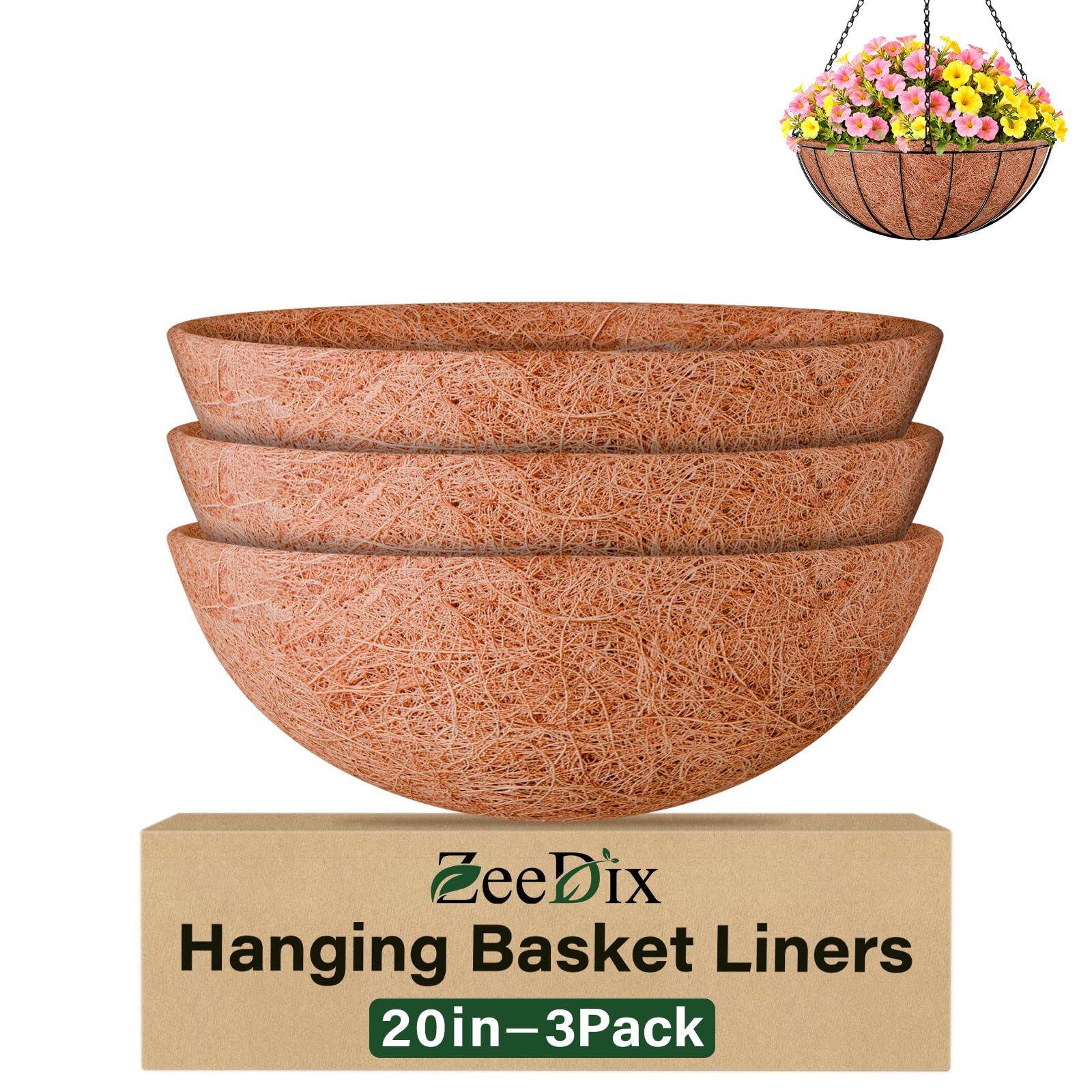 Zeedix coconut liner, 20-inch diameter ready for planter projects and flowers