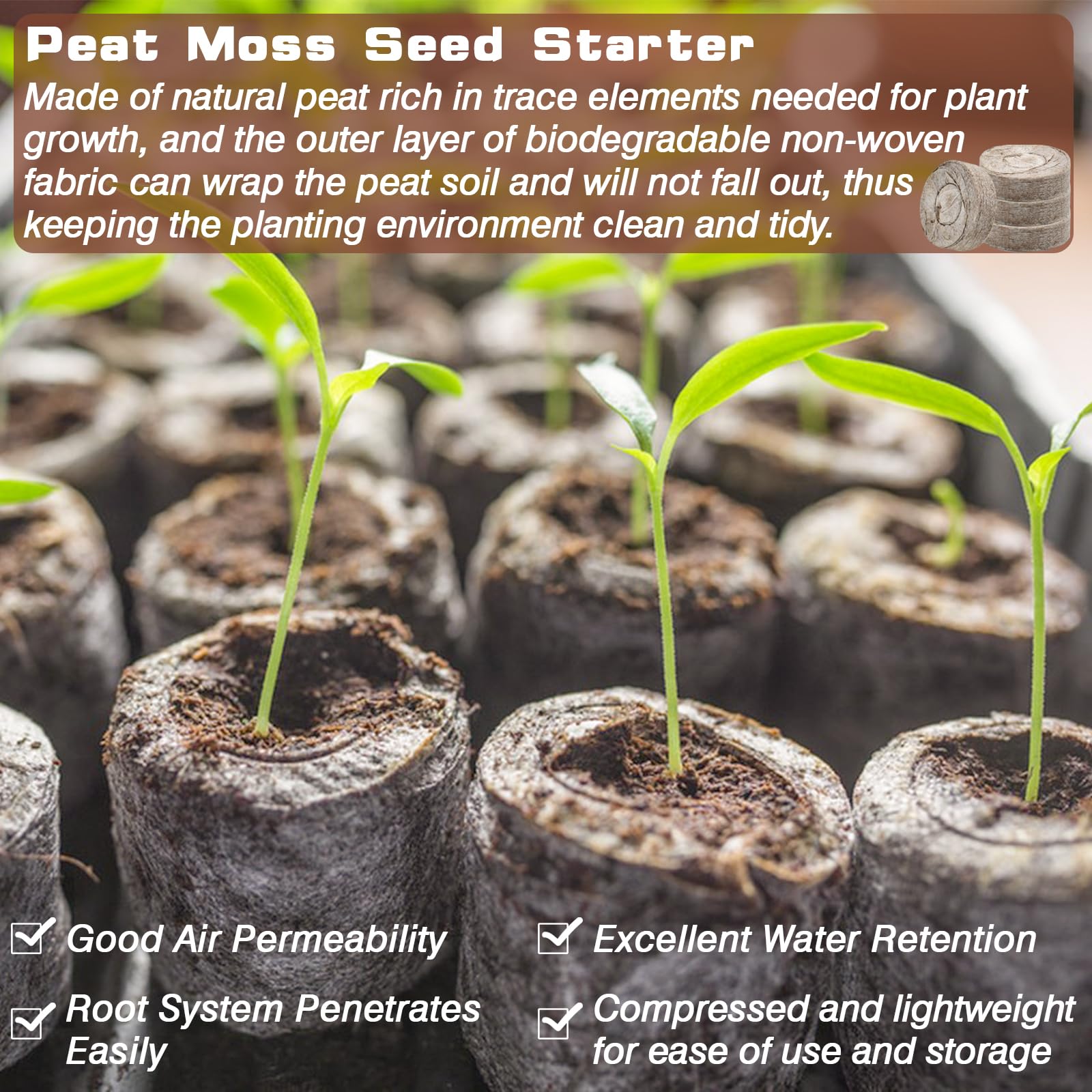 ZeeDix peat pellets expand with water for easy planting setup.