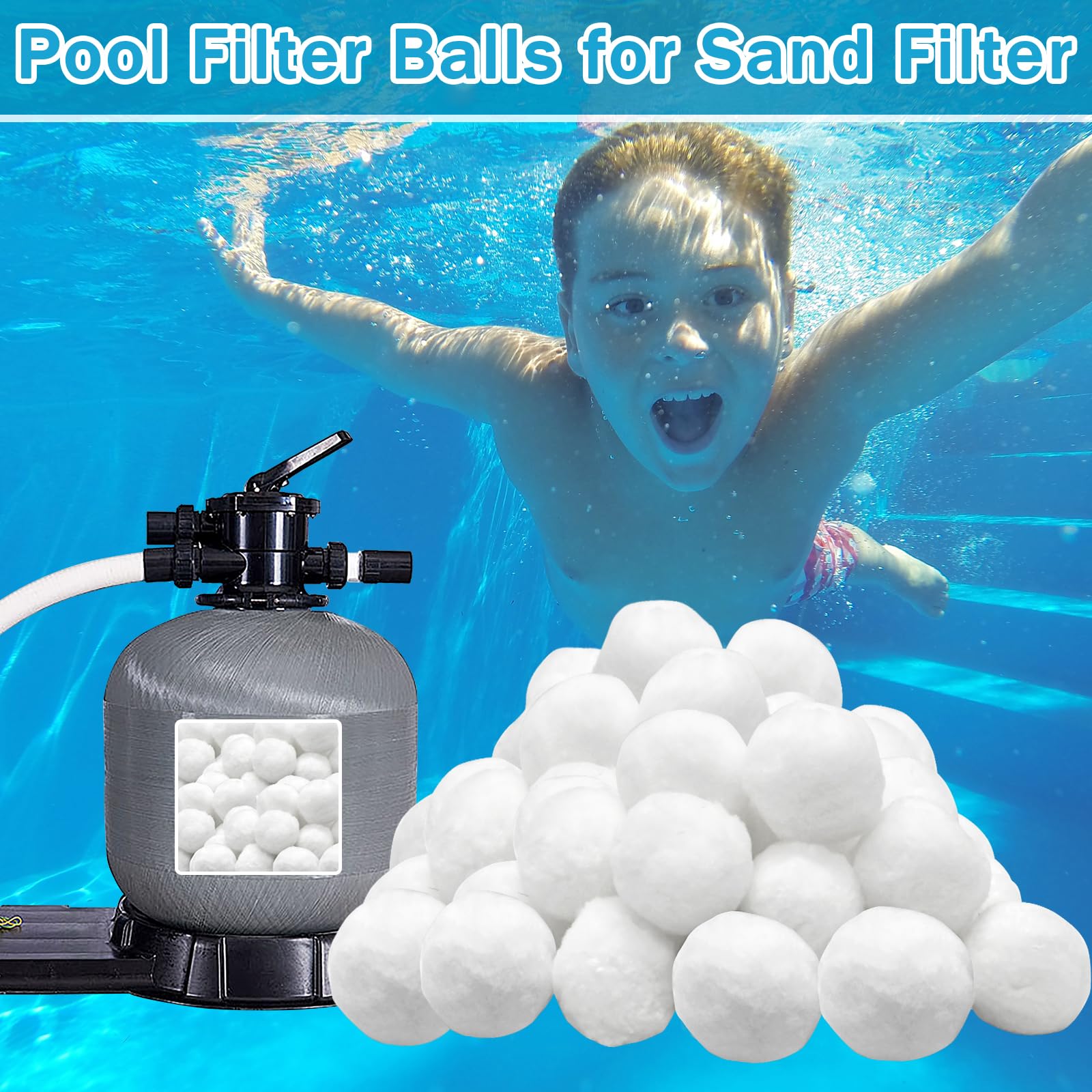 ZeeDix filter balls in heavy-duty mesh bag for easy cleaning and reuse.