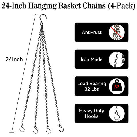 ZeeDix black metal chain with hooks for versatile hanging setups