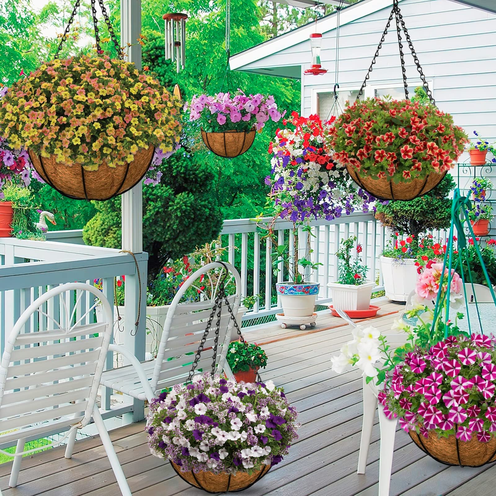 ZeeDix hanging-basket setup illustrates decorative, resilient planter solution.