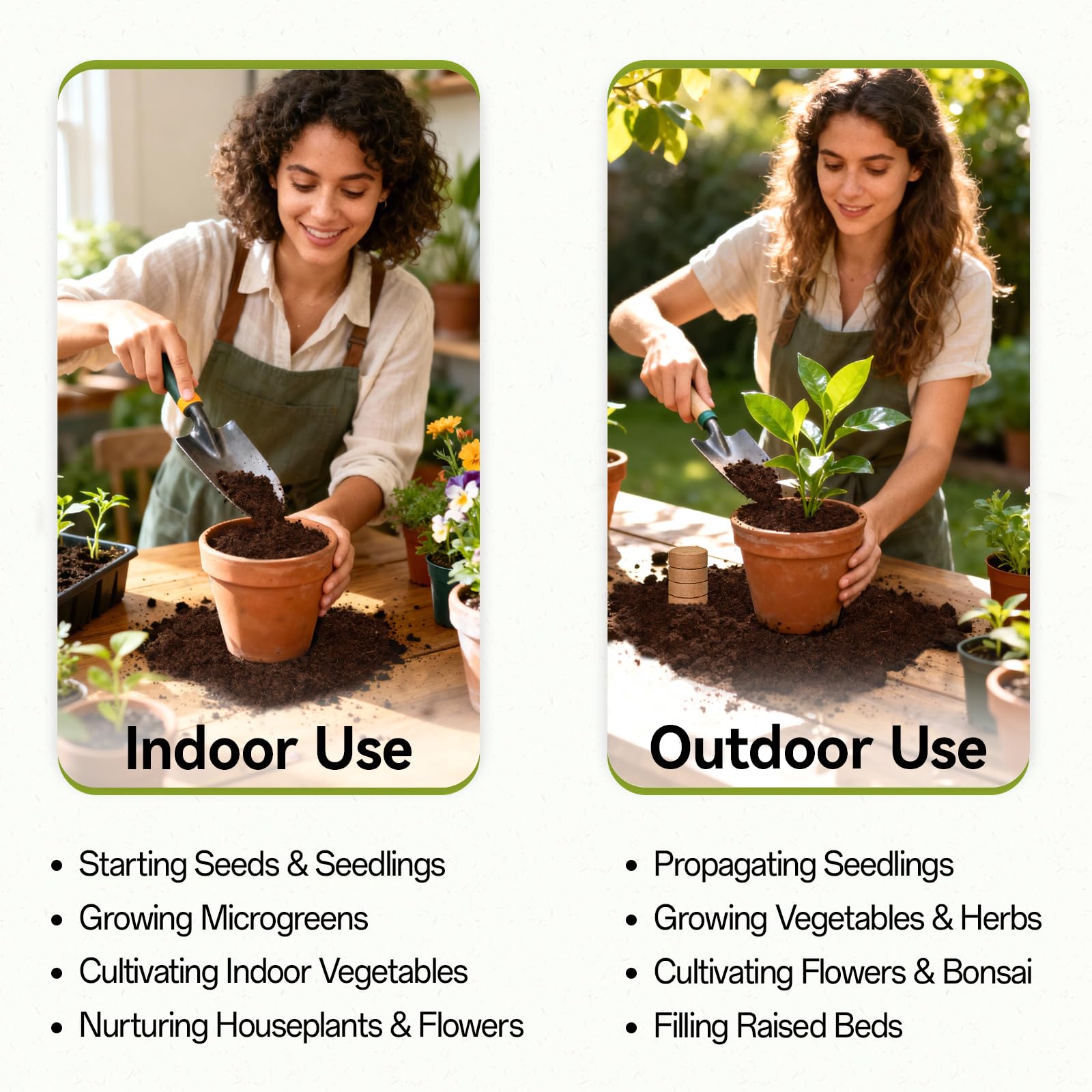 Indoor/outdoor garden setup using ZeeDix pellets as growing medium.