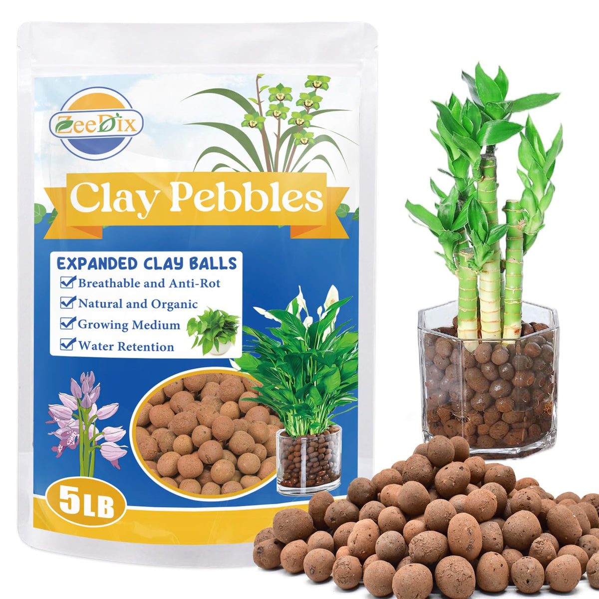 ZeeDix Leca clay pebbles for root-zone optimization in hydroponics.