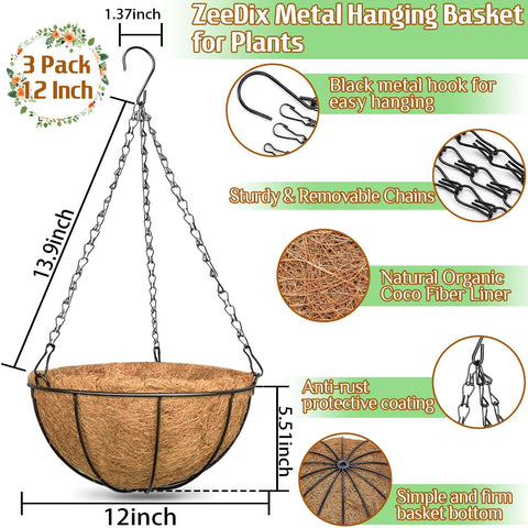 ZeeDix metal round hanging frame with durable, rust-resistant construction.