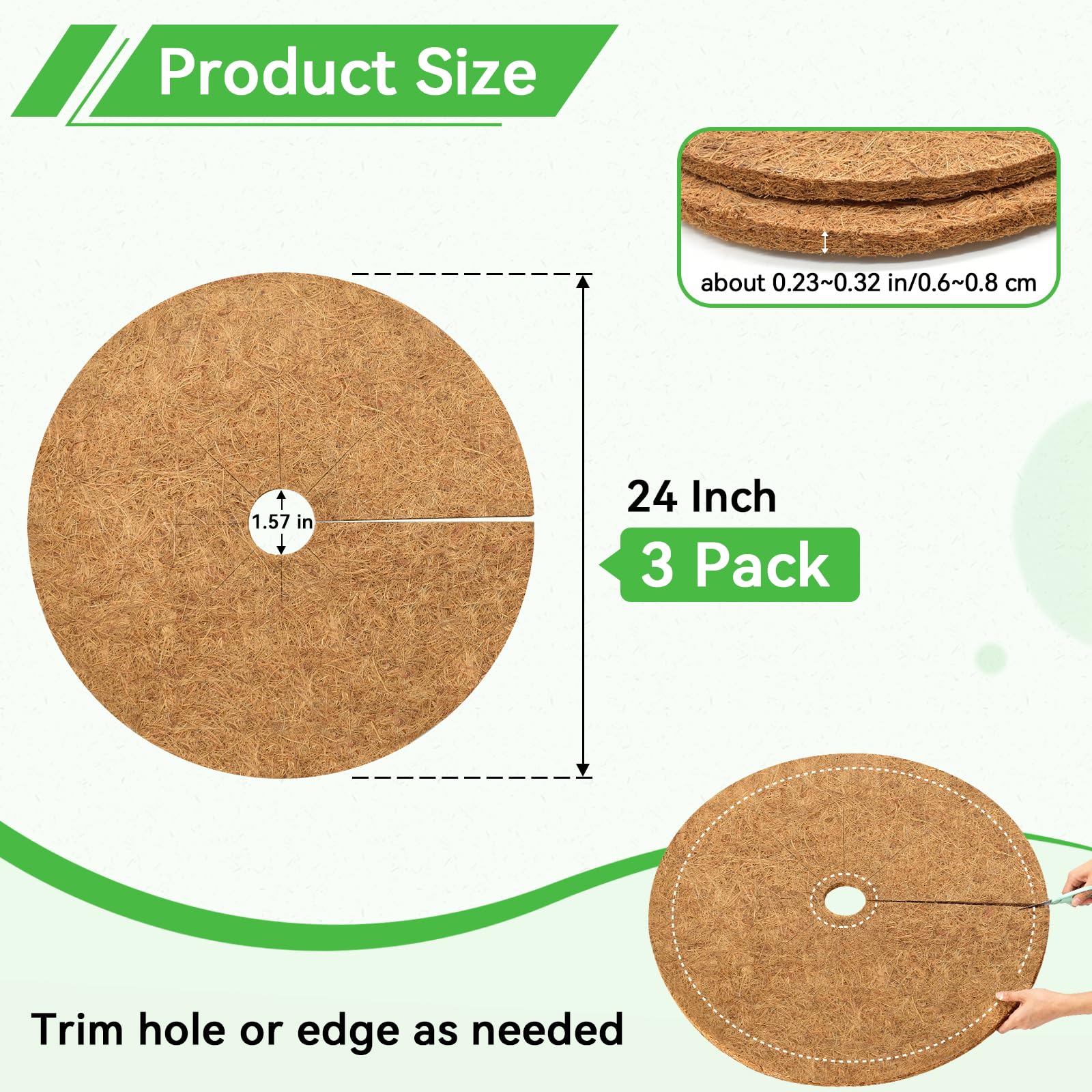 ZeeDix natural coconut coir ring plant cover 24 inch for indoor and outdoor trees.
