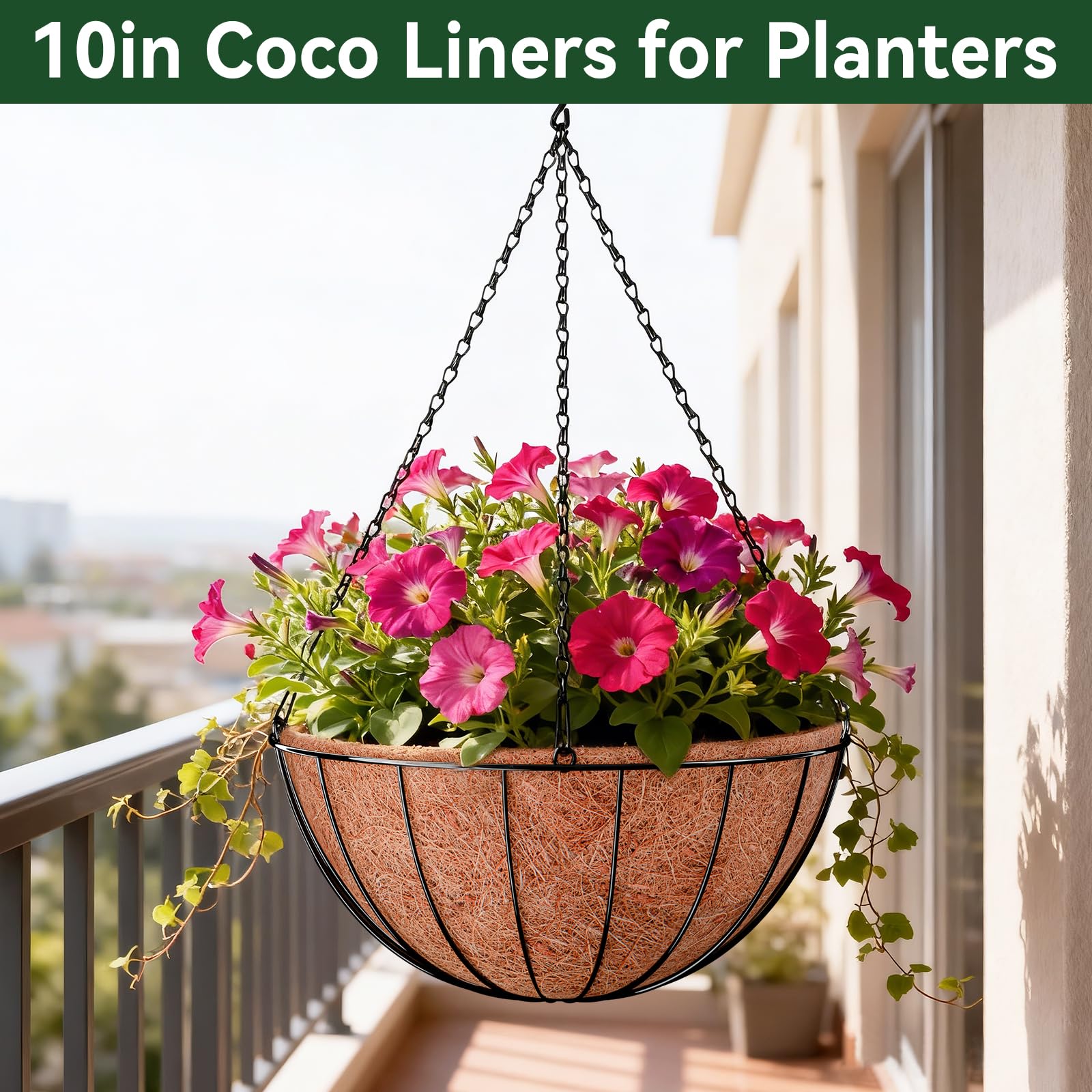 ZeeDix pack of 4 coconut liners for ready-to-use gardening