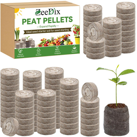 ZeeDix 36mm peat pellets ready to expand for easy seed starting