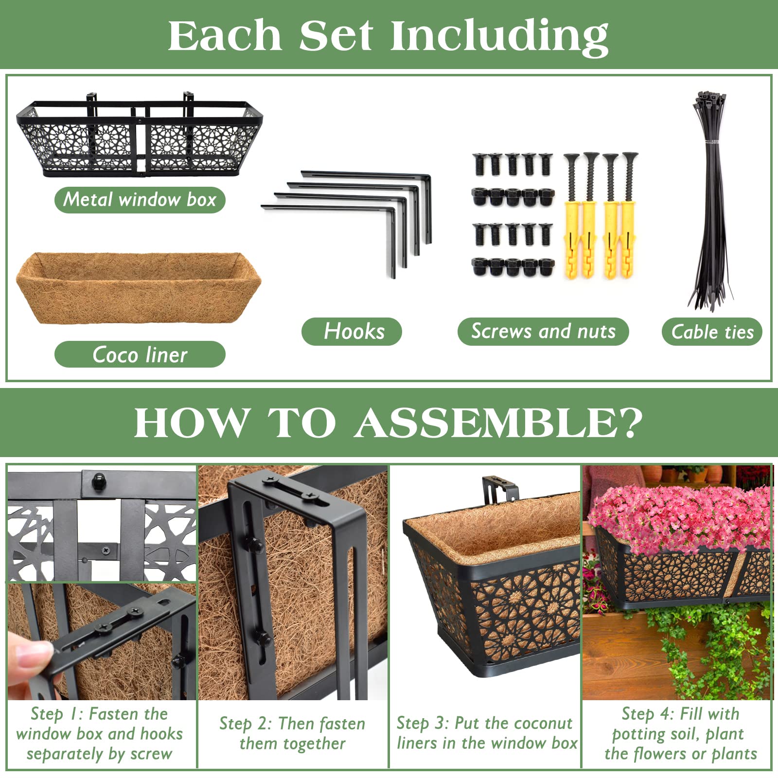 ZeeDix railing planter with large capacity for flowers and herbs.