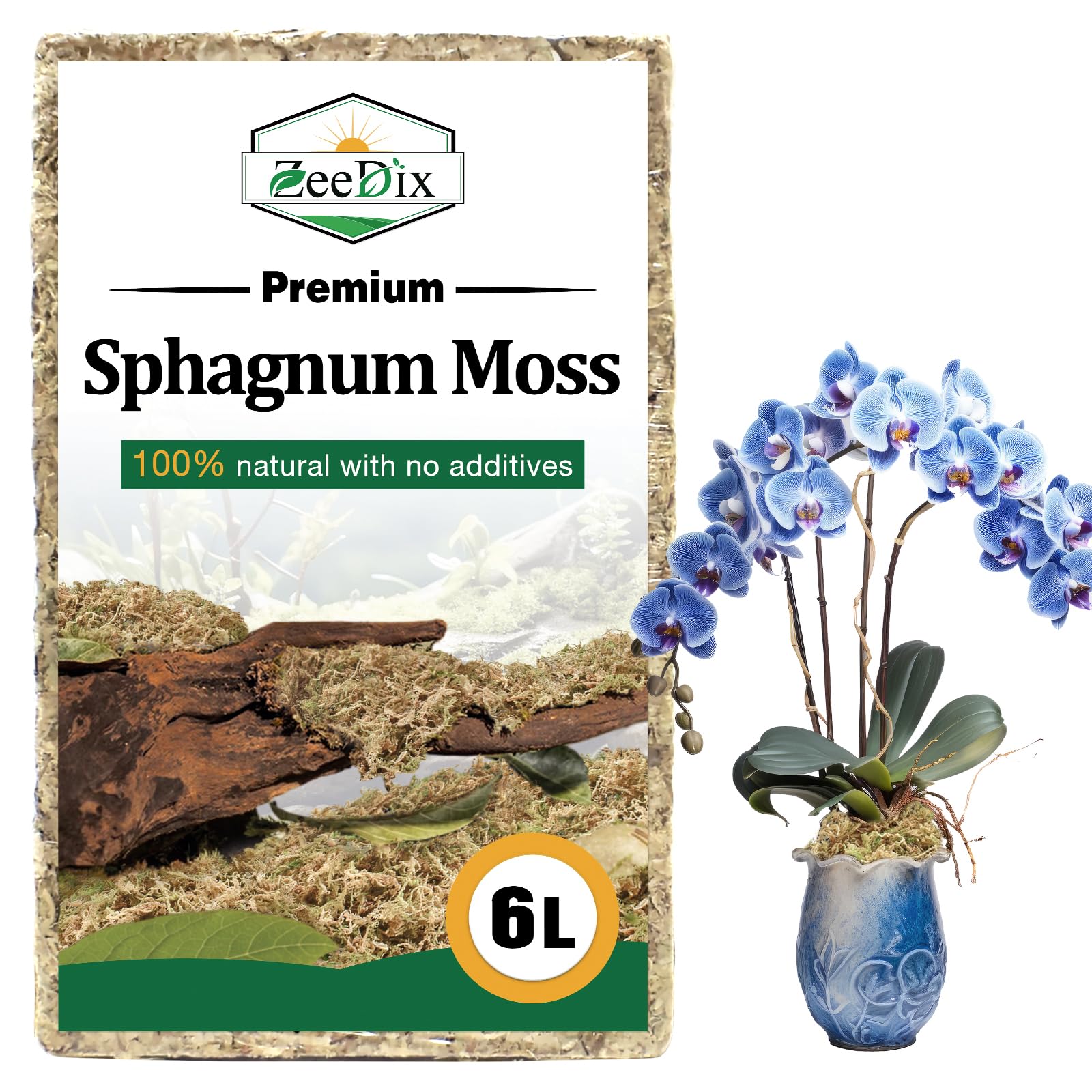 Zeedix Sphagnum Moss brick before hydration, convenient for storage.