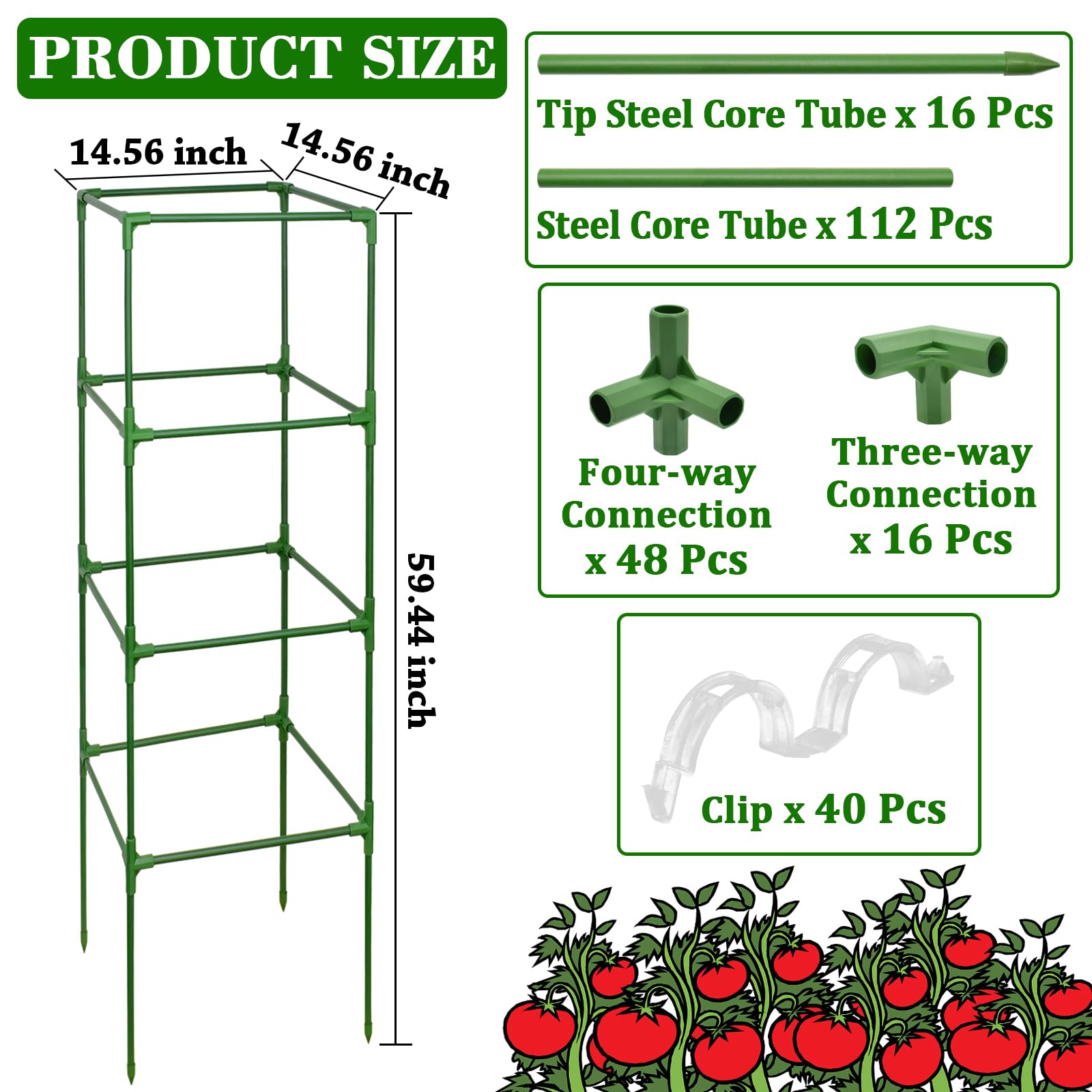 Zeedix 60in telescoping tomato cage demonstrates adjustable height for tomatoes and cucumbers