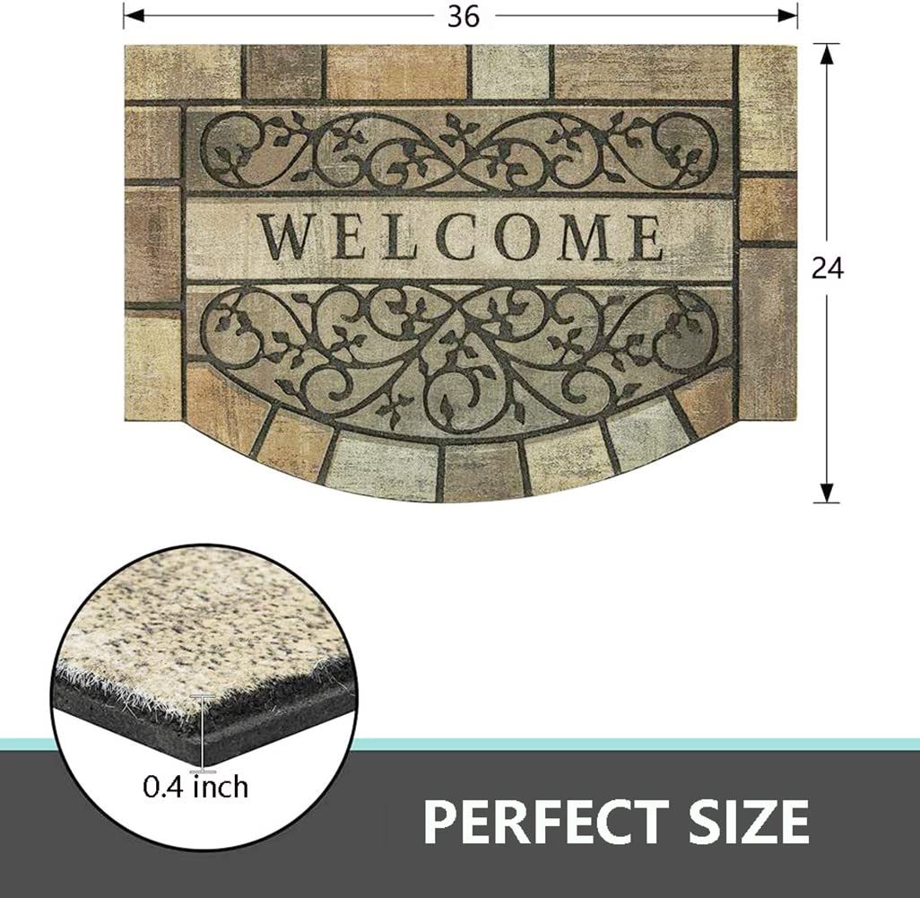 Zeeinx Welcome Door Mat texture closeup highlights durable flocking and color retention.