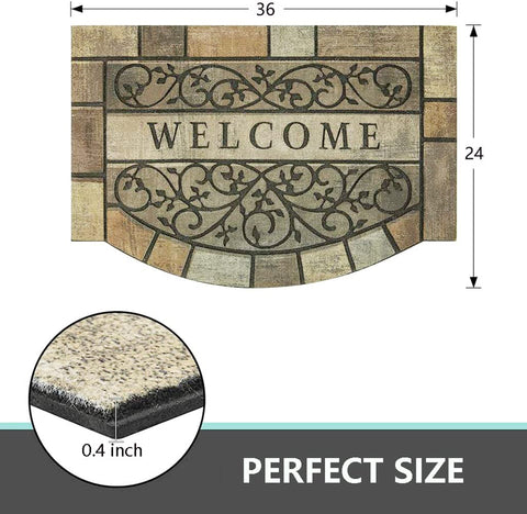 Zeeinx Welcome Door Mat texture closeup highlights durable flocking and color retention.