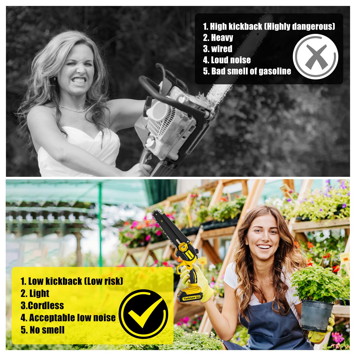 Zeeksaw mini chainsaw used for pruning and gardening tasks