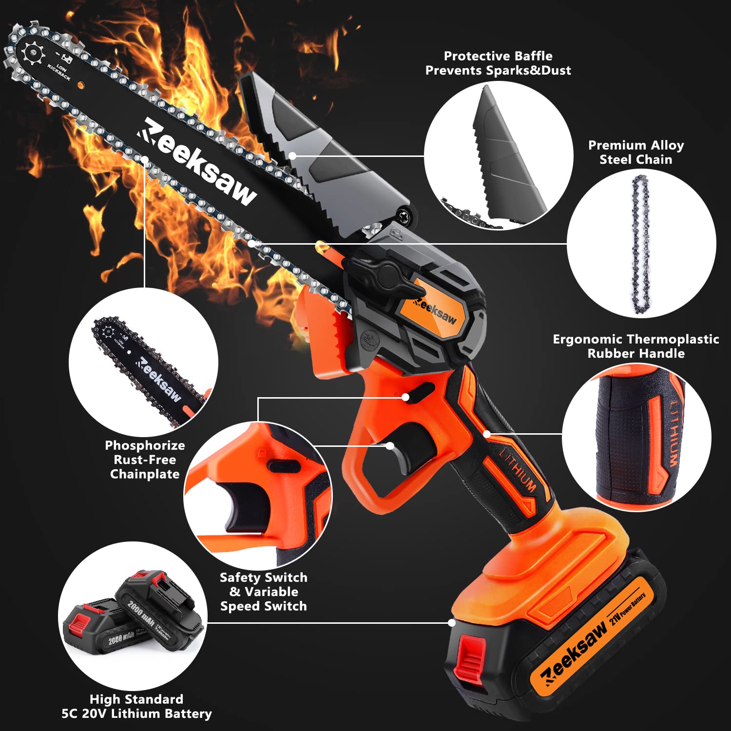 Zeeksaw pruning and small limbs cutting in a garden scenario.