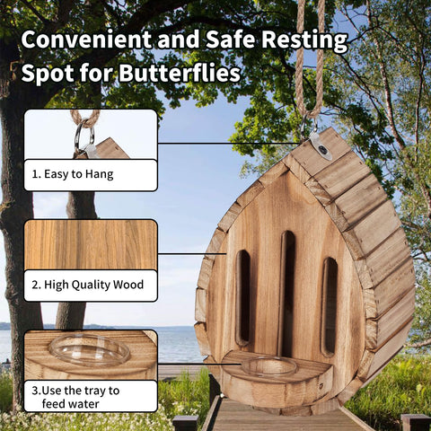 ZeenArt wooden habitat nesting box blends with outdoors while sheltering visiting insects.