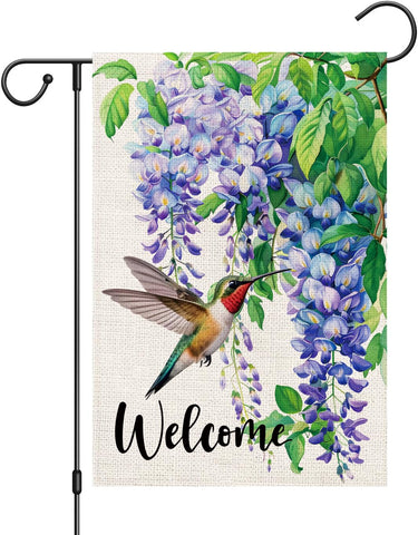 zeevly hummingbird spring flag with double-sided artwork for outdoor welcome.