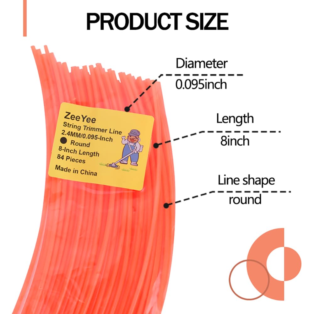 ZeeYee 84-piece precut line for Husqvarna, durable round diameter