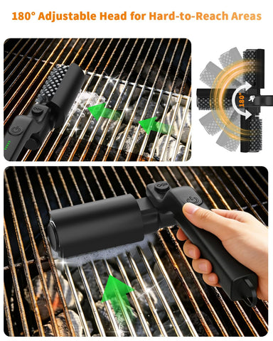 ZEYEGOY grill brush spins at 400 RPM for fast cleaning