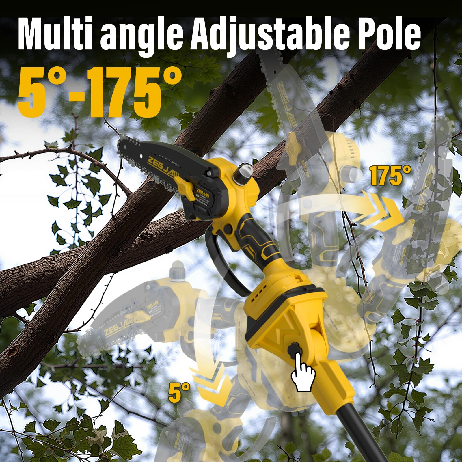 Tool-free chain tensioning keeps cuts sharp and quick.