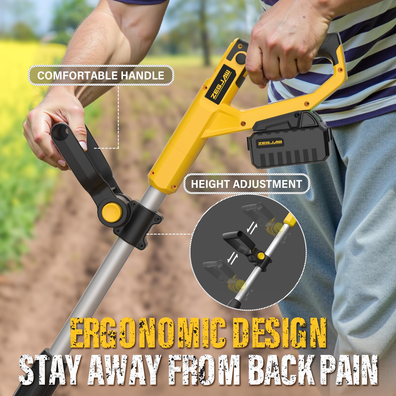 ZEGJAW 4.0Ah battery included powers cordless gardening sessions.