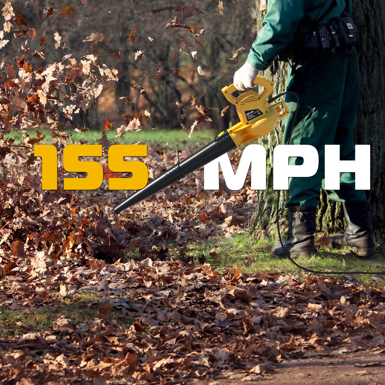 ZEGJAW electric leaf blower with adjustable blowpipe for versatile heights.