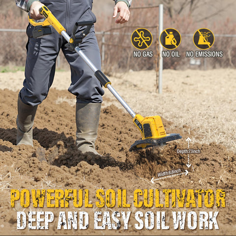 ZEGJAW lightweight tiller at 12 lb is easily maneuverable in small plots.