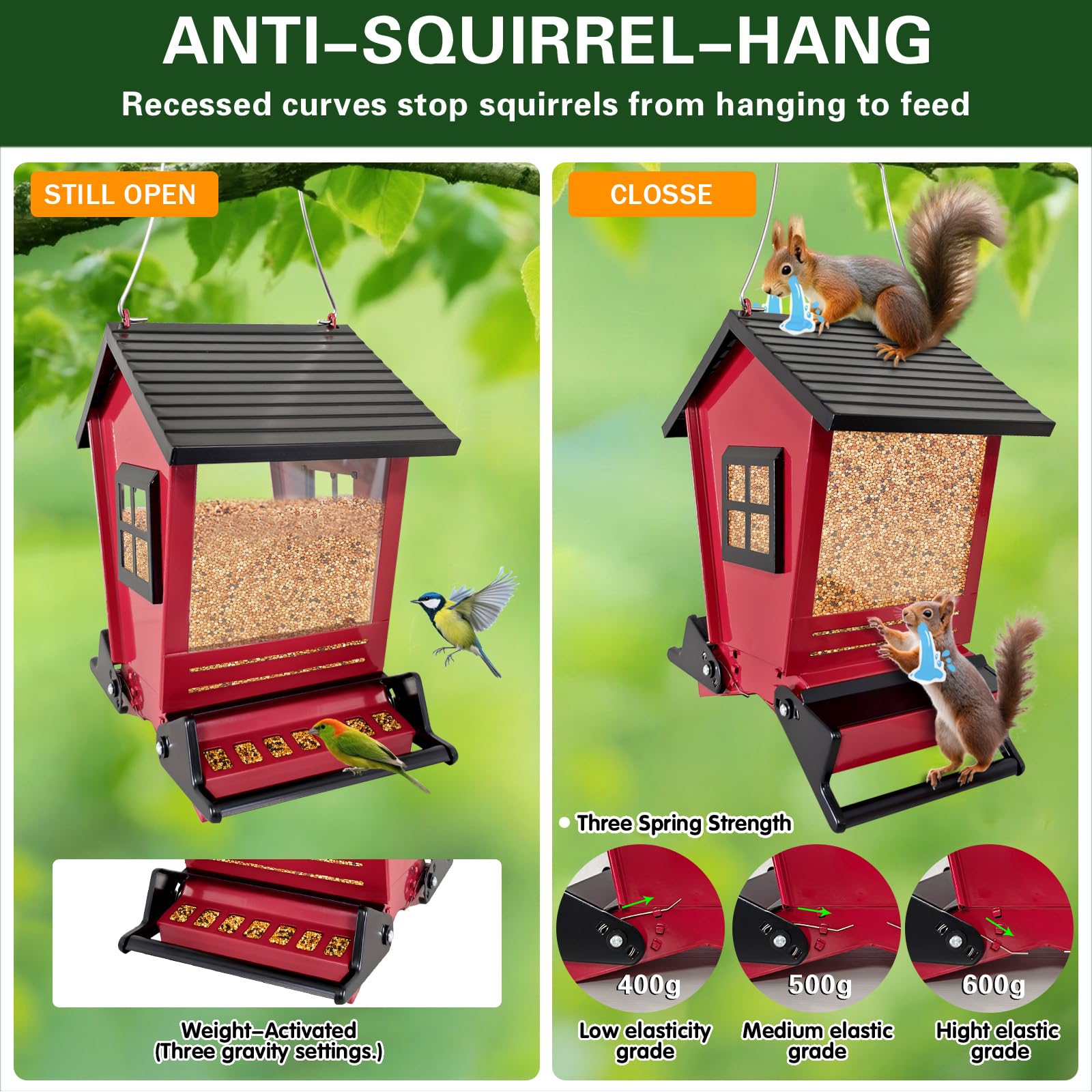 ZeHaiYlf 5-pound capacity feeder minimizes refills while feeding multiple small birds.