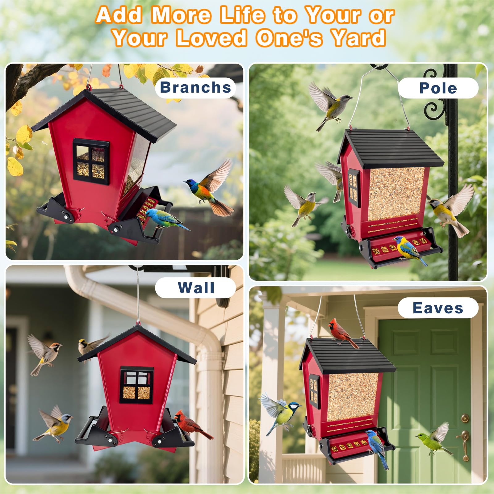 ZeHaiYlf garden-friendly design attracts cardinals, chickadees, and finches.