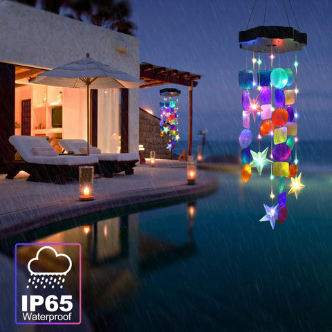 Zeiliuled Christmas shell wind chimes add festive glow to yard.