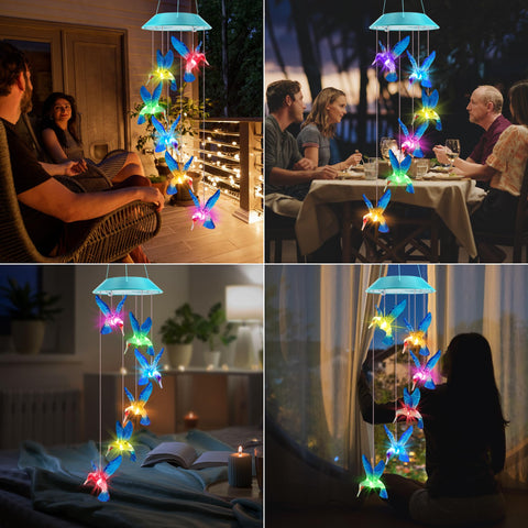 Zeiliuled Solar Hummingbird Wind Chimes decorative outdoor decor for yard or patio