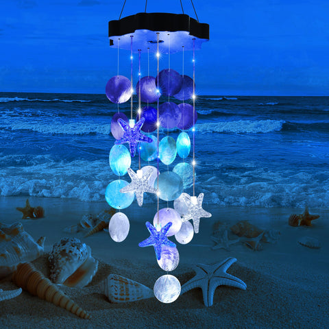 Zeiliuled solar shell wind chimes hanging in sunny garden for decorative ambiance