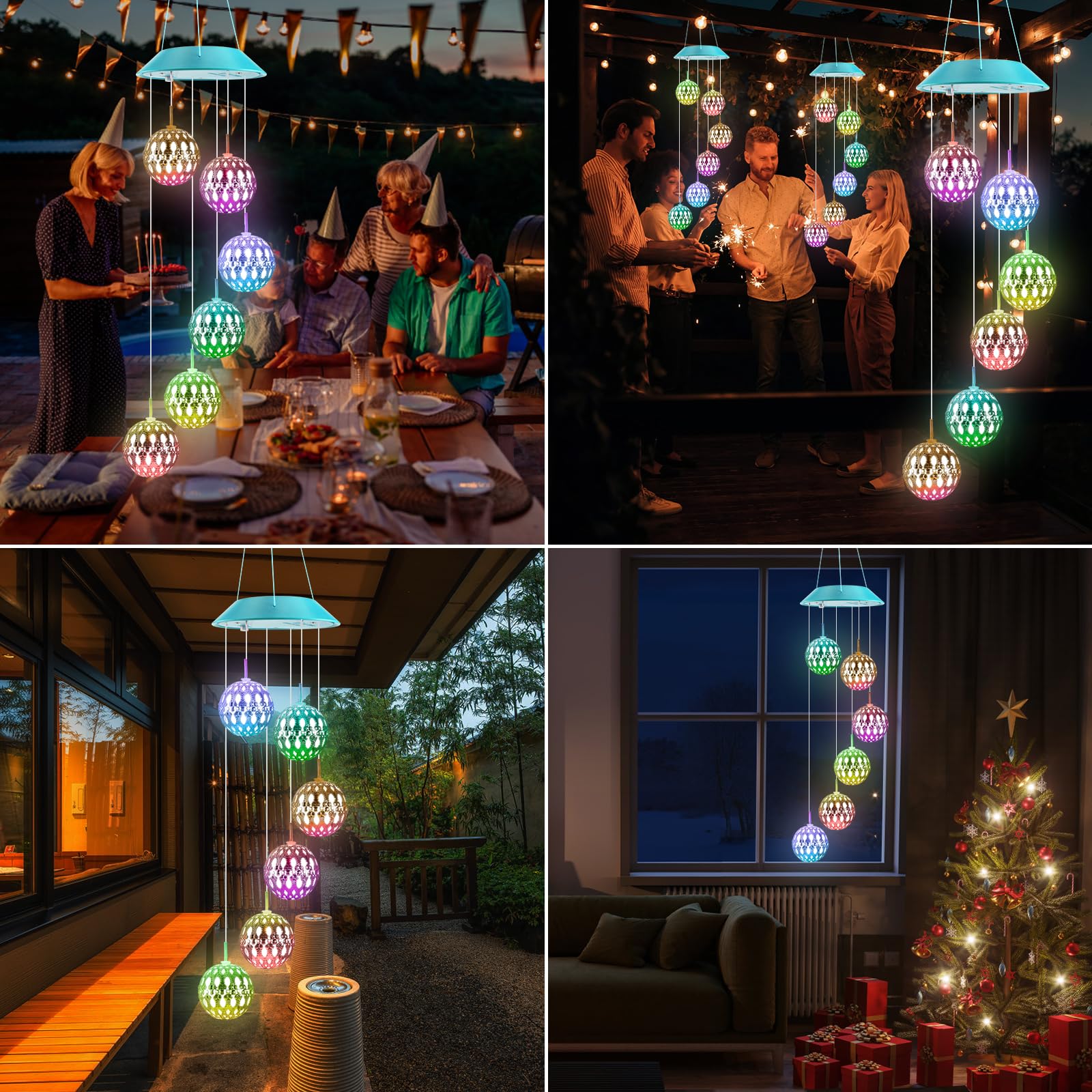 Zeiliuled solar wind chimes glow by day and illuminate nights.
