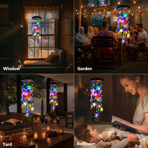 Zeiliuled Solar Wind Chimes hang easily for portable decor.