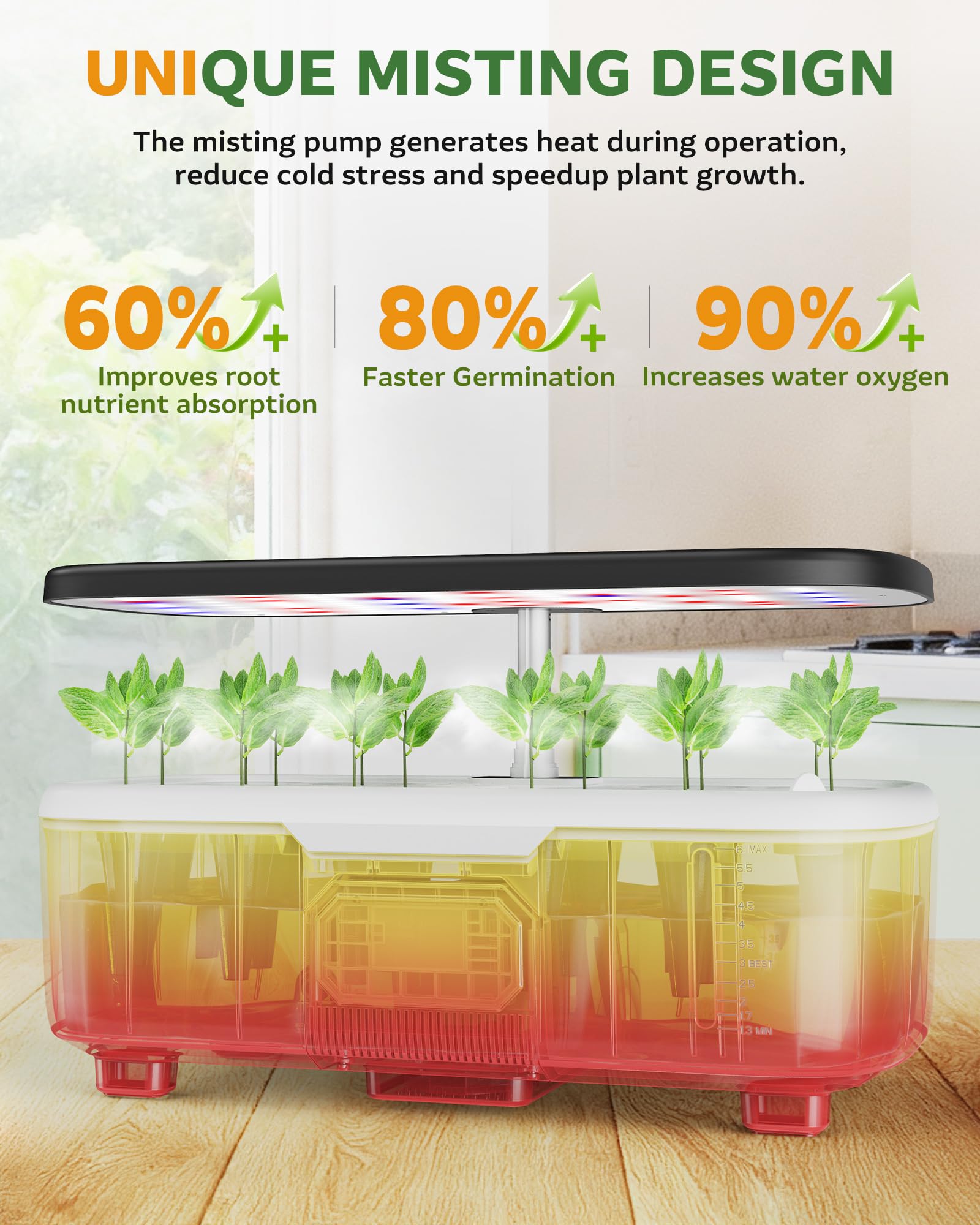 Zekeson LCD touch panel indoor garden enables easy one-touch control
