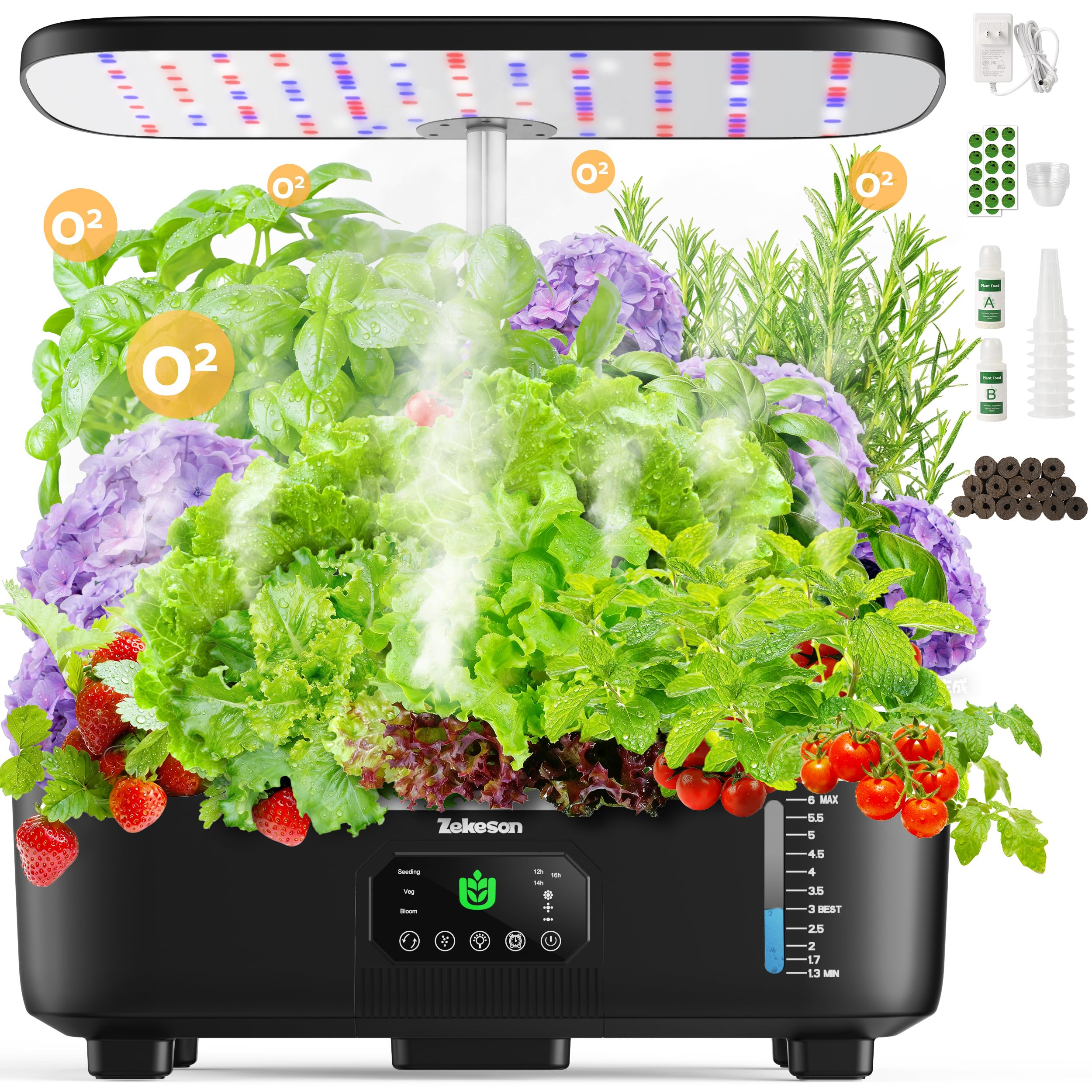 Zekeson misting hydroponic system 15-pods enables fast, nutrient-rich indoor herb growth