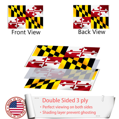 ZEKVY Maryland flag with brass grommets for secure mounting