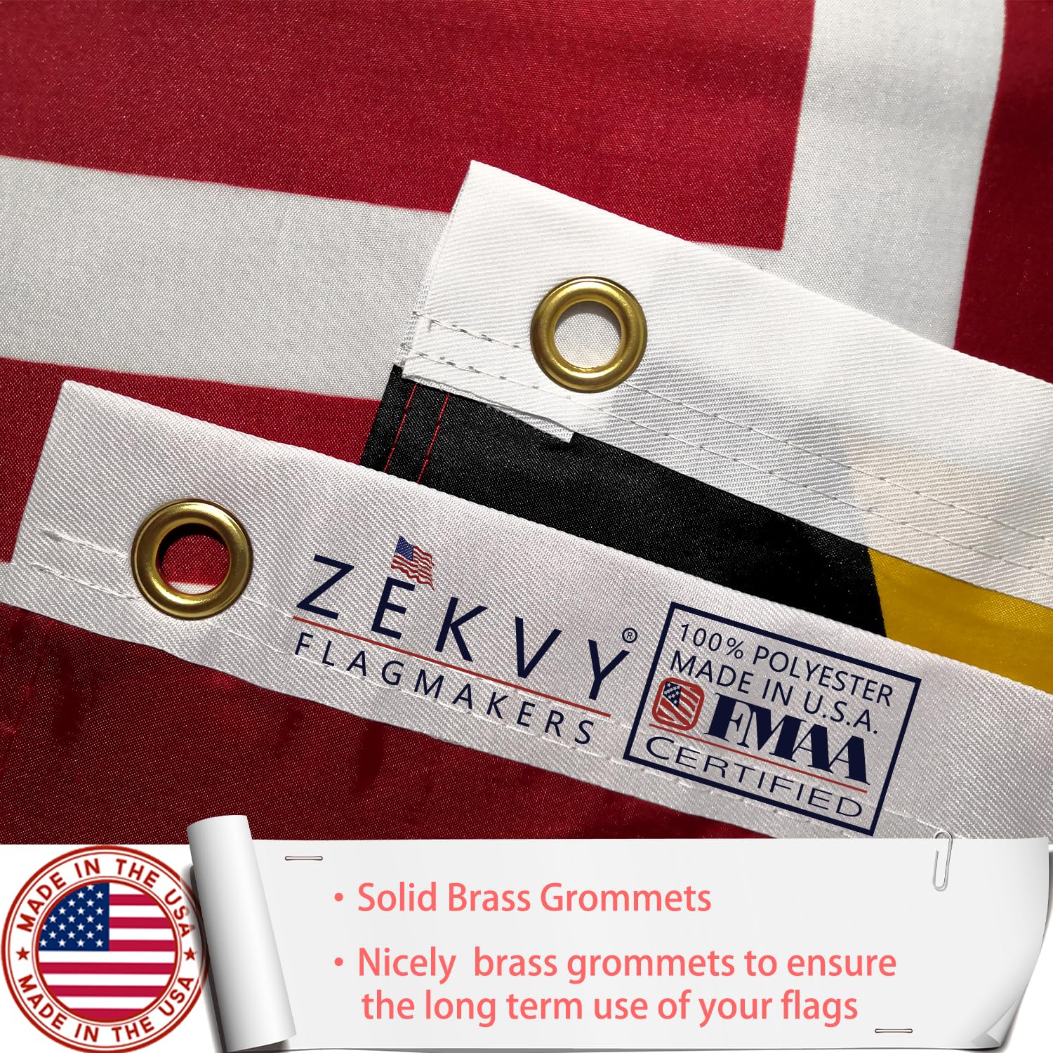 ZEKVY flag features heavy-duty stitching for durability during frequent display