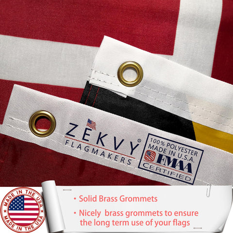 ZEKVY flag features heavy-duty stitching for durability during frequent display