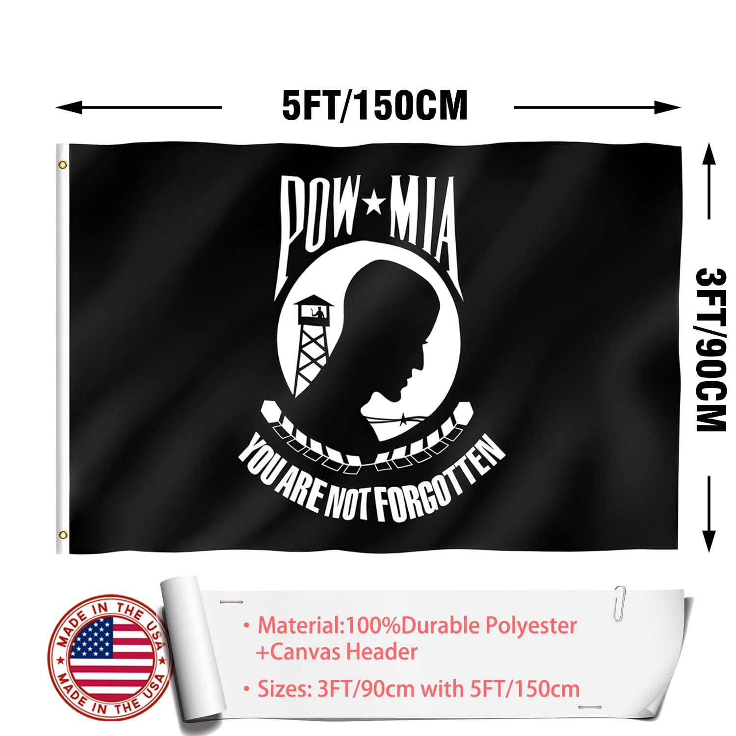 ZEKVY Pow Flag patriotic display for home or office