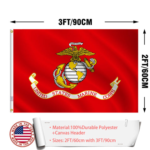 ZEKVY USMC flag double-layer header canvas for sturdy mounting